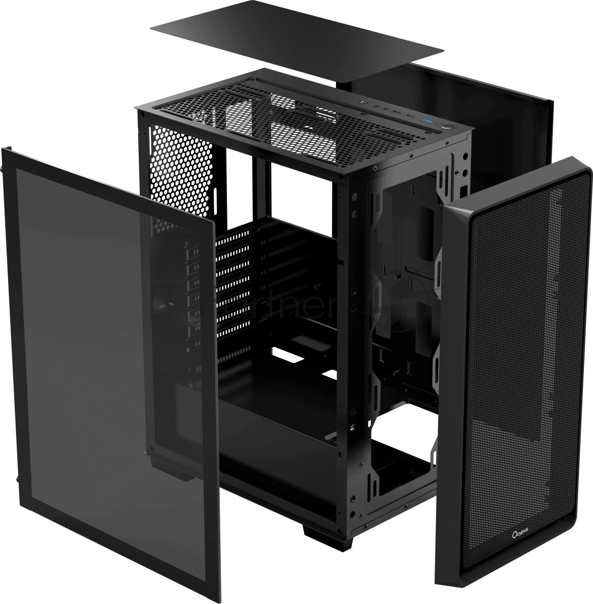 Компьютерный корпус Ocypus Gaммa C60 BK ATX/win/black/no PSU/Tempered Glass