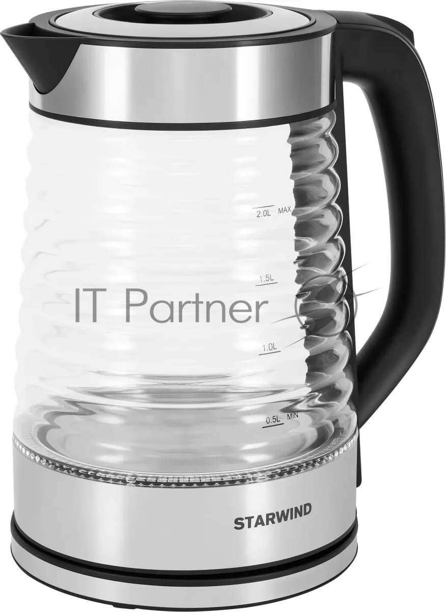 Чайник электрический Starwind SKG2111 2 л, 1800 Вт, черный/прозрачный корпус: стекло