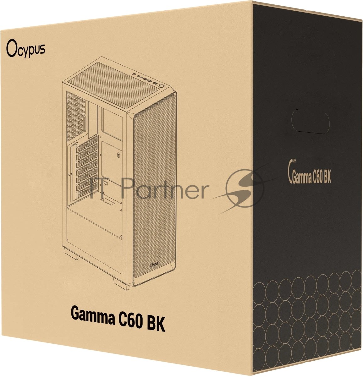 Компьютерный корпус Ocypus Gaммa C60 BK ATX/win/black/no PSU/Tempered Glass