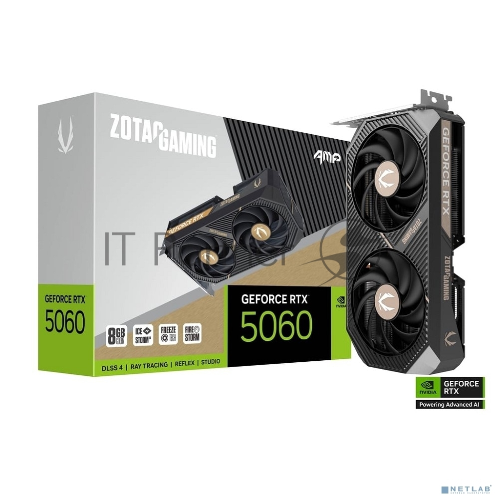 Видеокарта Zotac RTX 5060 AMP 8Gb GDDR7 128bit 3xDP HDMI 2FAN MEDIUM PACK