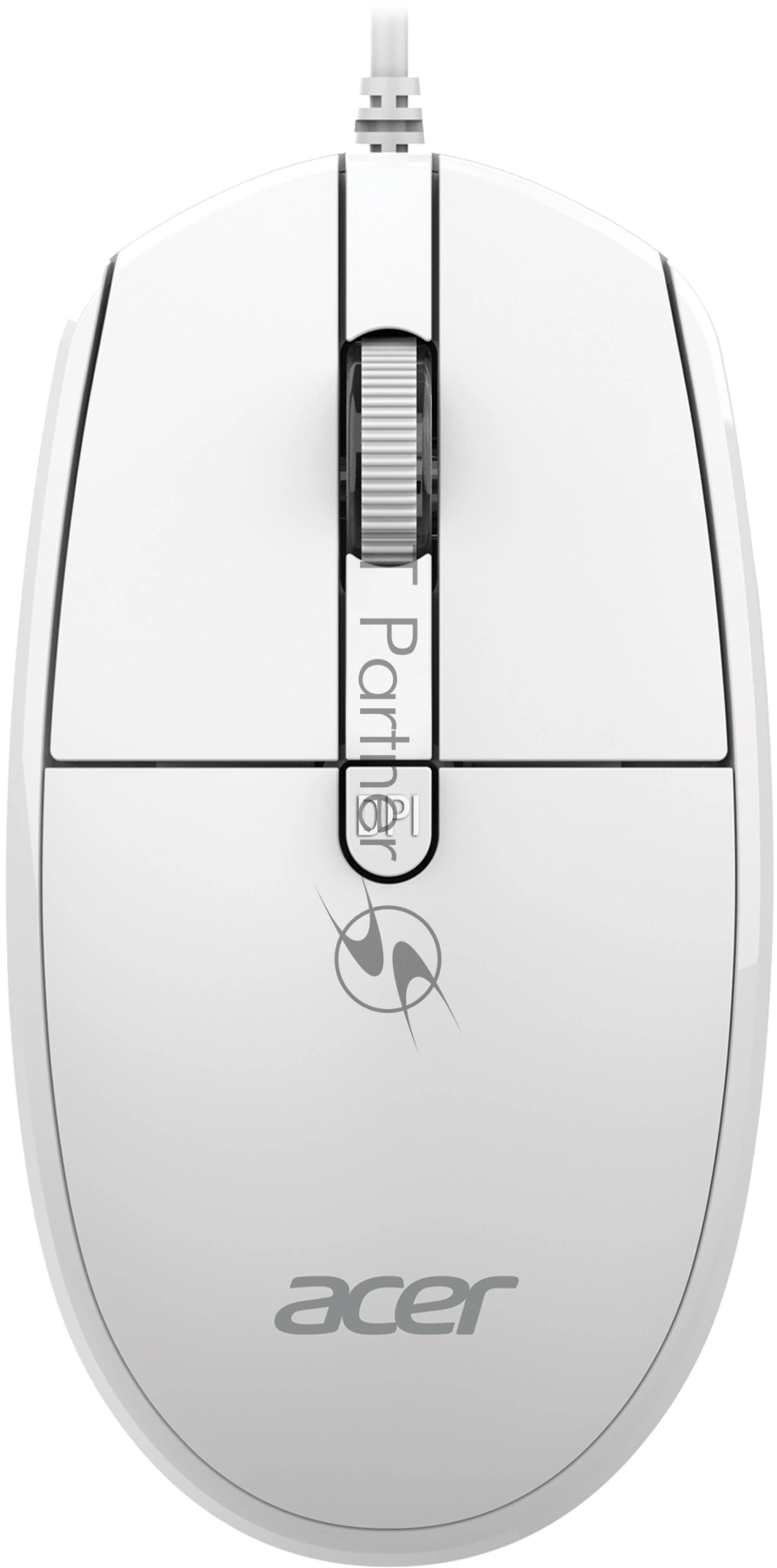 Мышь проводная Acer OMW401 белый, 2000 dpi, USB, кнопки - 4