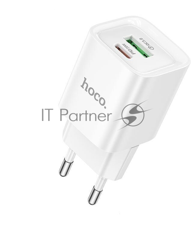 Сетевое зарядное устройство HOCO C147A 1USB+1Type-C 3.0A PD 20W+QC3.0, белый