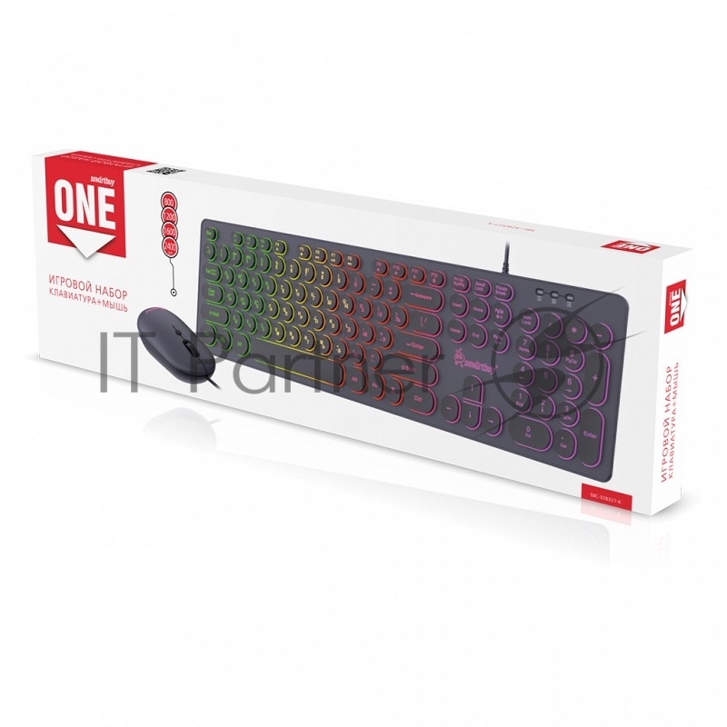 SBC-328327-K Комплект клавиатура+мышь с подсветкой Smartbuy ONE 328327 черный (SBC-328327-K) /20
