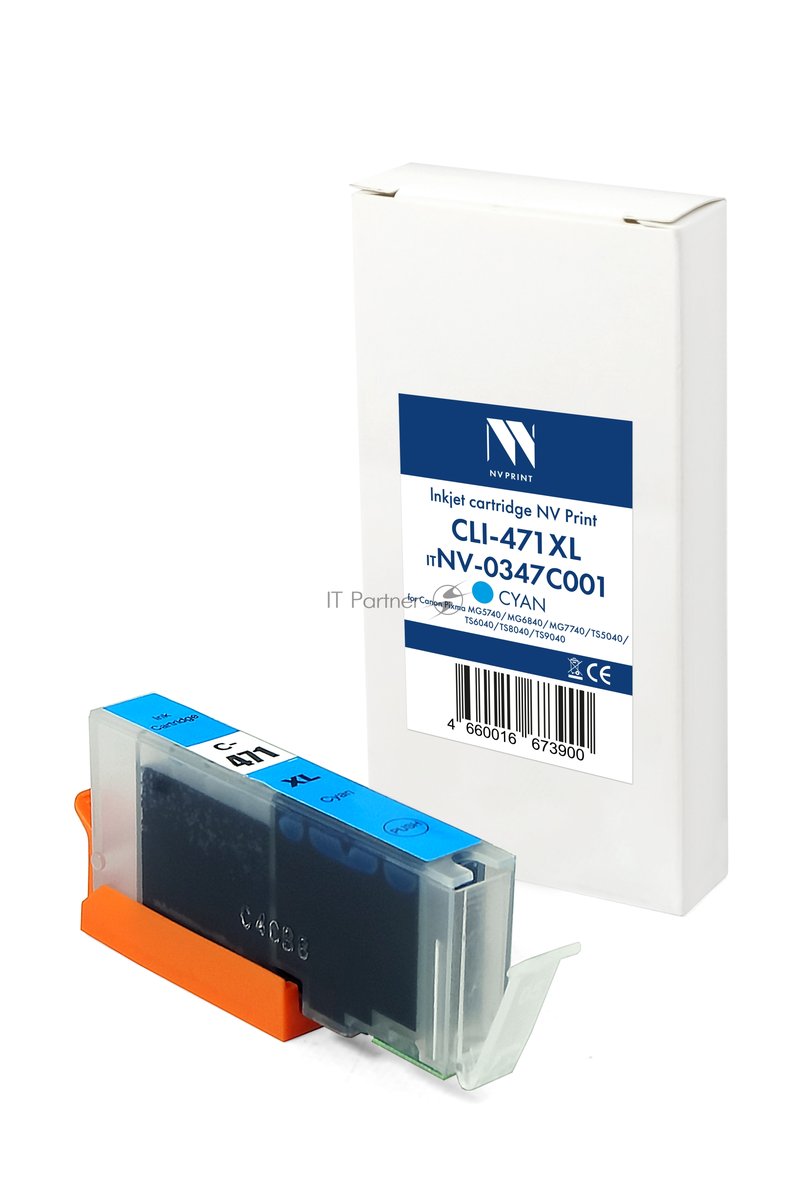 Картридж струйный NVPrint CLI-471XL (NV-0347C001) Cyan для Canon Pixma MG5740/MG6840/MG7740/TS5040/TS6040/TS8040/TS9040 (12 мл) совместимый