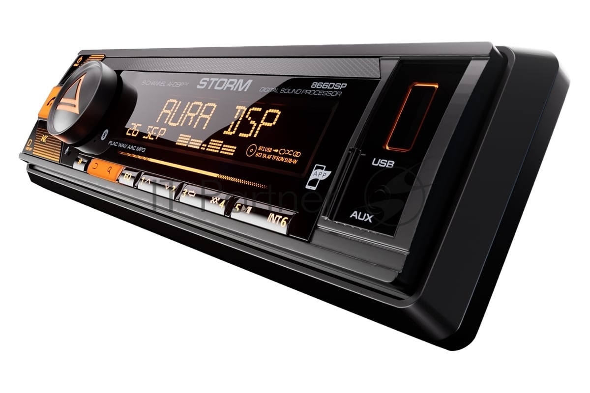Автомагнитола AURA STORM-866DSP, 1 DIN, Bluetooth, USB Type-A, AUX, пульт ДУ