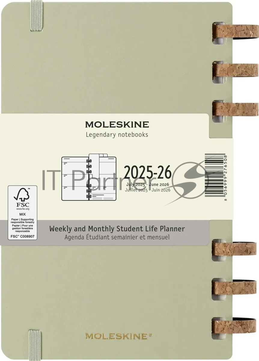 Еженедельник Moleskine ACADEMIC SPIRAL DHSPK5212AMWH3 Large 150х210 мм 200 стр. кремовые страницы спираль киви