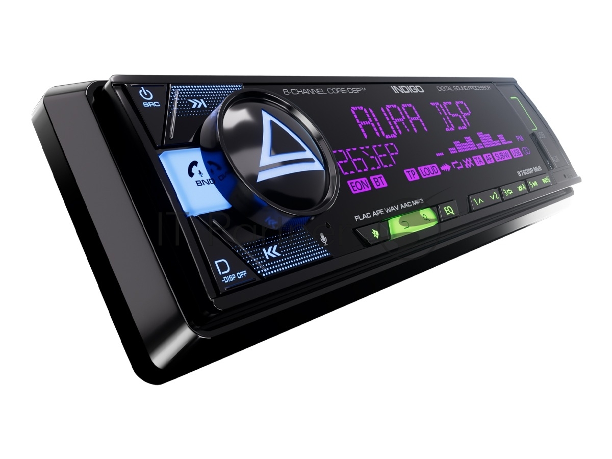 Автомагнитола AURA INDIGO-876DSP, 1 DIN, Bluetooth, USB Type-A, AUX, пульт ДУ