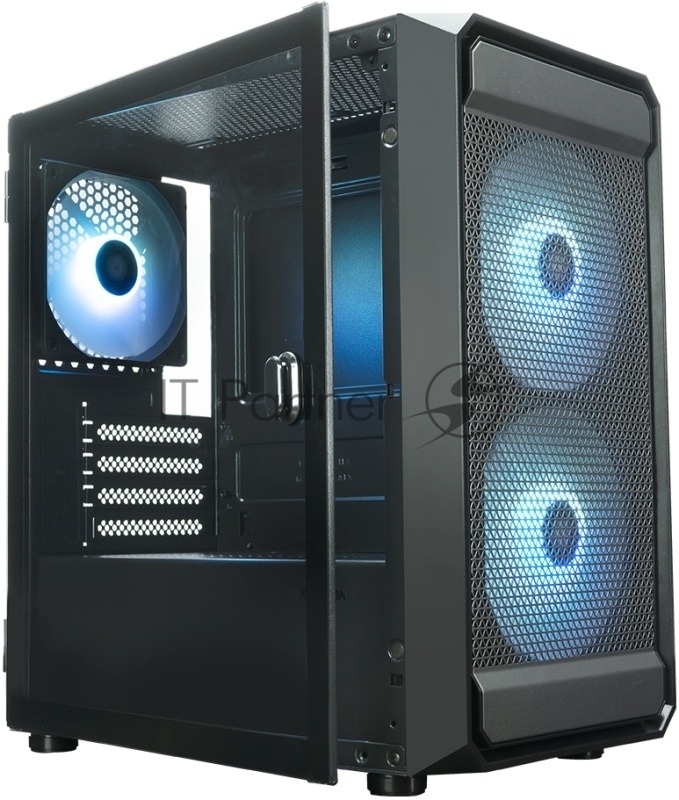 Компьютерный корпус XASTRA A303M 3ARGb Black mATX/Mesh/ tempered glass / 2x140мм + 1x120мм ARGb PWM fans/ Door/ A303M-2FC14A-1FC12A-D