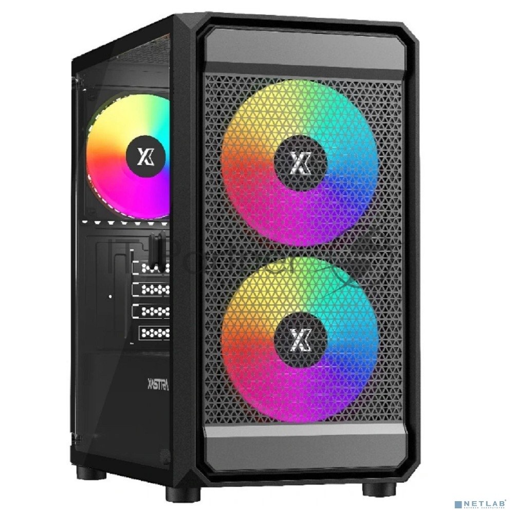 Компьютерный корпус XASTRA A303M 3ARGb Black mATX/Mesh/ tempered glass / 2x140мм + 1x120мм ARGb PWM fans/ Door/ A303M-2FC14A-1FC12A-D