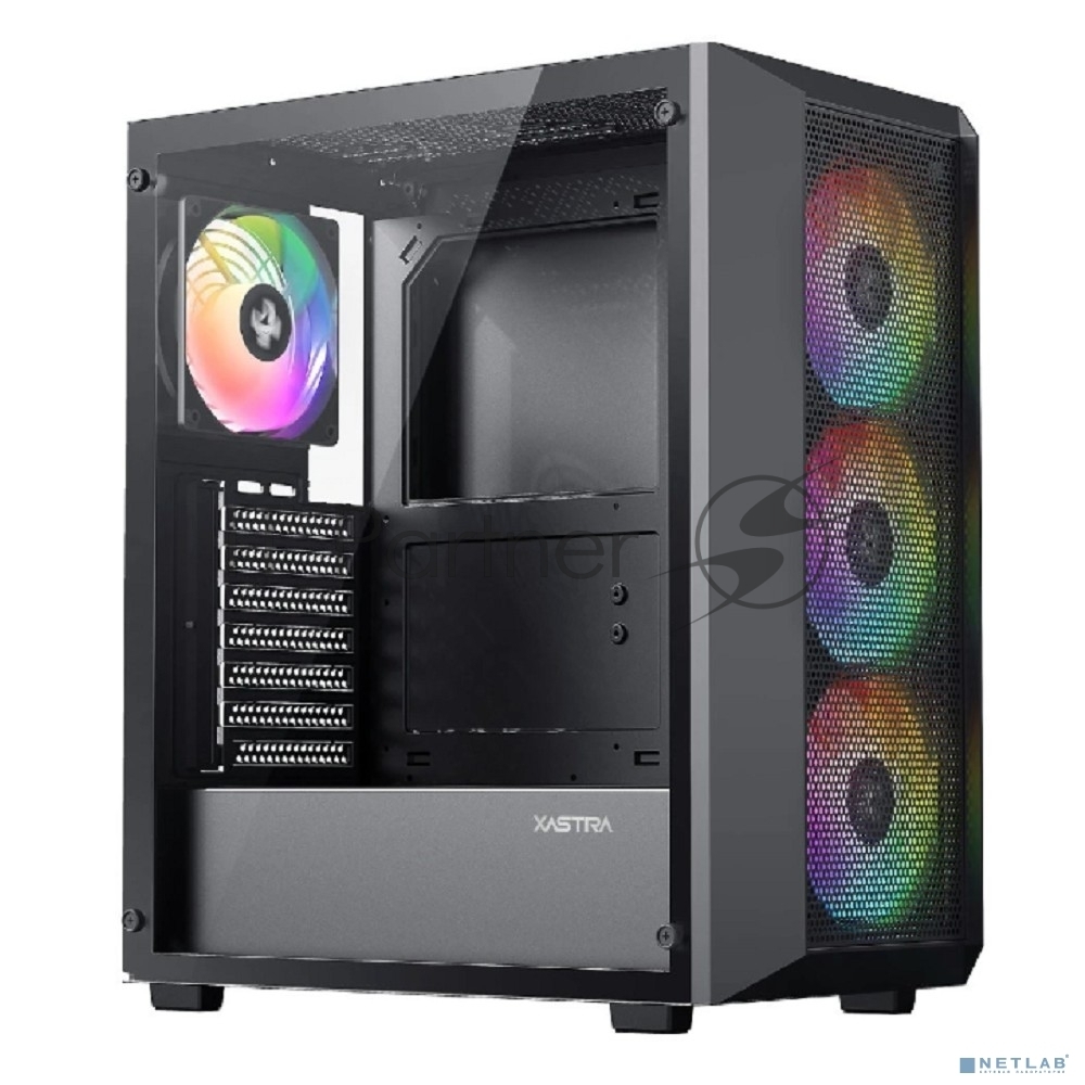 Компьютерный корпус XASTRA A406 4ARGB Black ATX/Mesh/tempered glass/4x120мм ARGB PWM fans/A406-4FC12A