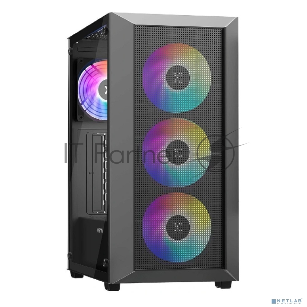 Компьютерный корпус XASTRA A406 4ARGB Black ATX/Mesh/tempered glass/4x120мм ARGB PWM fans/A406-4FC12A