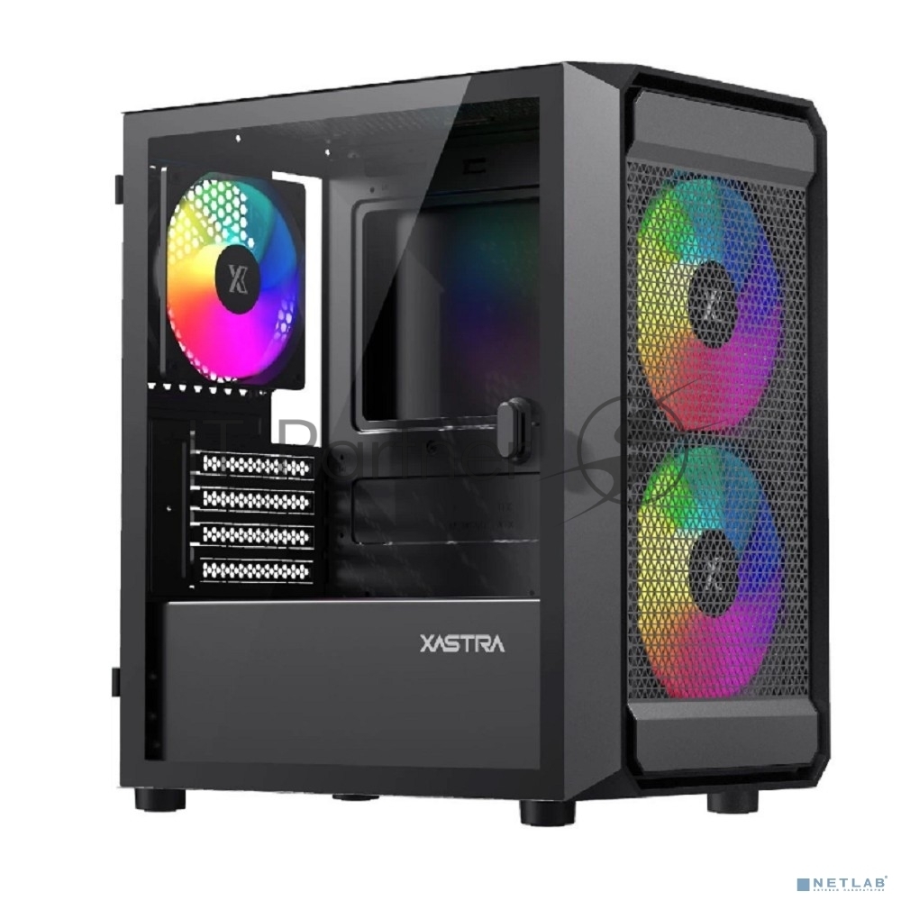 Компьютерный корпус XASTRA A303M 3ARGb Black mATX/Mesh/ tempered glass / 2x140мм + 1x120мм ARGb PWM fans/ Door/ A303M-2FC14A-1FC12A-D