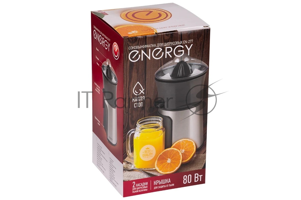 Соковыжималка ENERGY EN-227USB черный/серебристый, цитрусовая, 80 Вт, 300 мл, механическое