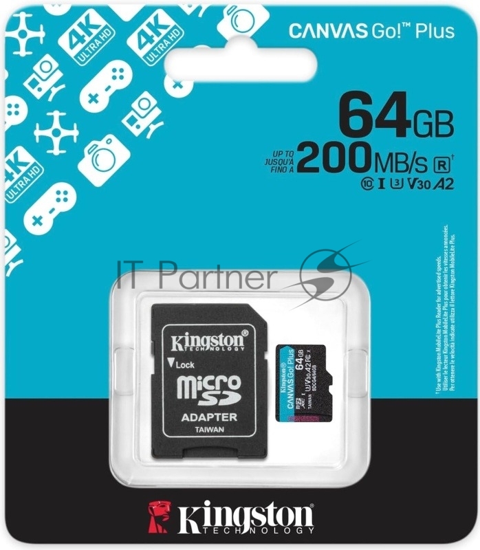 Флеш карта microSDXC 64Gb Kingston SDCG4/64Gb Canvas Go! Plus + adapter