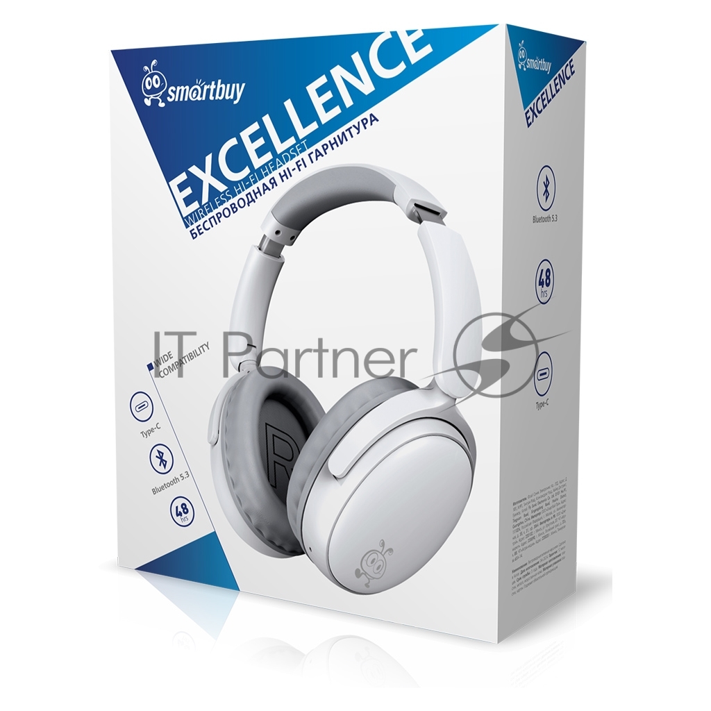 SBH913 Беспроводная Bluetooth-гарнитура Smartbuy EXCELLENCE, складная конструкция, Type-C, белая (SBH913)