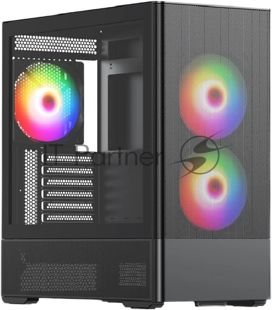 Компьютерный корпус без блока питания Case HSPD M712, Mesh Mid Tower, Black, TG, 0.6 SPCC, no fans, E-ATX, ATX, mATX, mITX, 175/410/160мм, 2x2.5", 2x3.5", 7xPCI, 2xUSB-A 3.0, 476x225x455мм