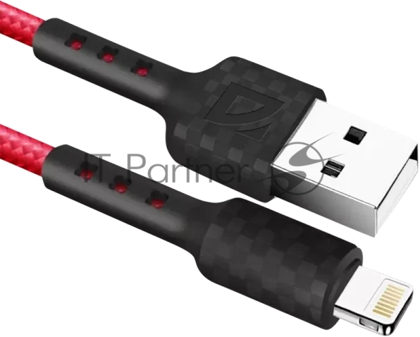 Кабель USB Defender F181 Lightning 1м, 2.4А, нейлон, пакет 1
