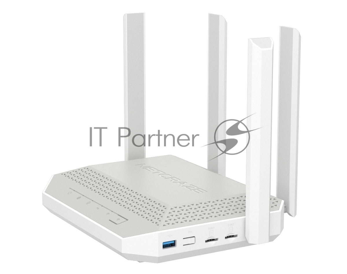 Гигабитный интернет-центр Netcraze Hopper 4G+ (NC-2312) с модемом 4G+, двумя слотами для SIM-карт, Mesh Wi-Fi 6 AX3000, 5-портовым Smart-коммутатором и многофункциональным портом USB 3.0