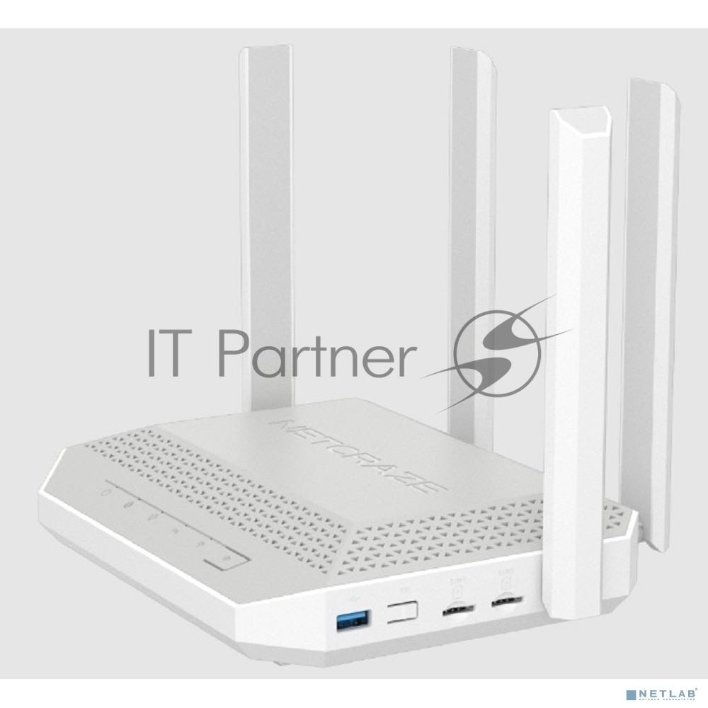 Гигабитный интернет-центр Netcraze Hopper 4G+ (NC-2312) с модемом 4G+, двумя слотами для SIM-карт, Mesh Wi-Fi 6 AX3000, 5-портовым Smart-коммутатором и многофункциональным портом USB 3.0
