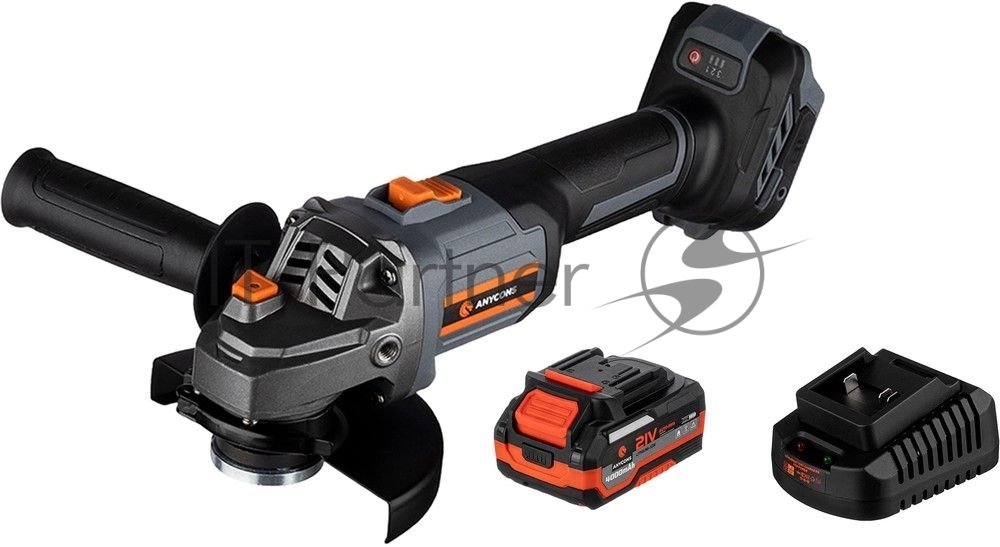 Угловая шлифовальная машина бесщеточная УШМ Anycons JM-125S, 125м, 21В, 8500 об/мин, 2 акб, JM-1252