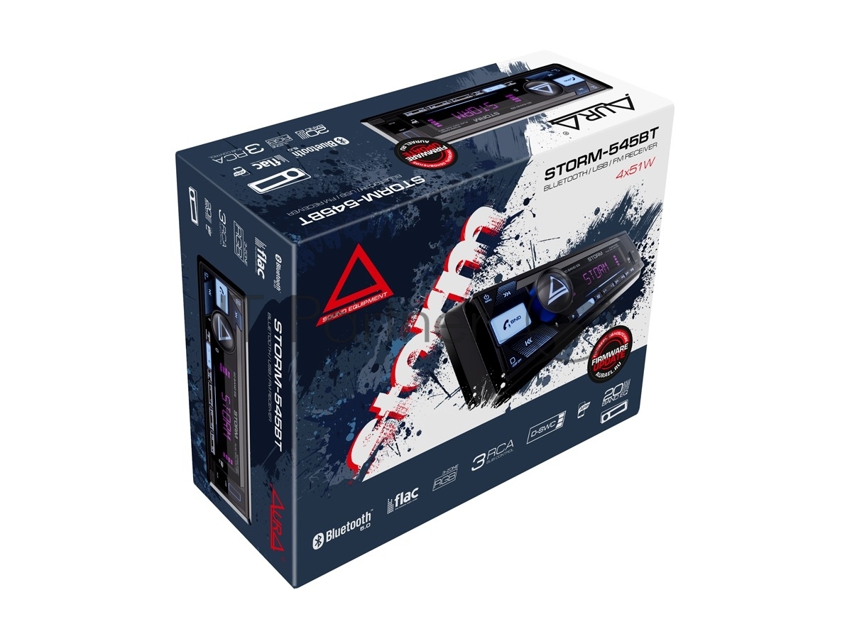 Автомагнитола AURA STORM-545BT, 1 DIN, Bluetooth, USB Type-A, AUX