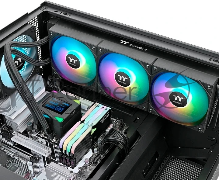 Система жидкостного охлаждения Thermaltake LA360-S ARGB Soc-AM5/AM4/1200/1700/1851 черный 4-pin 38.35dB Al+Cu LCD 360W Ret (CL-W462-PL12SW-A)