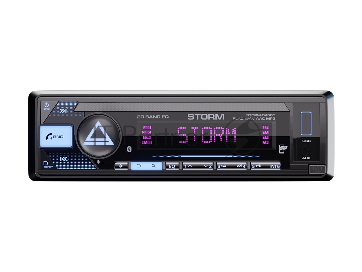 Автомагнитола AURA STORM-545BT, 1 DIN, Bluetooth, USB Type-A, AUX