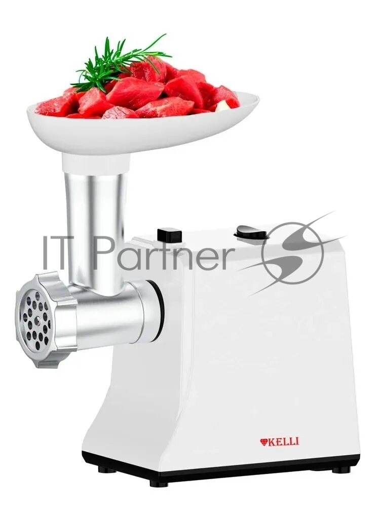 Мясорубка электрическая Kelli KL-5008 белый, 2600 Вт, 1.5 кг/мин, реверс, защита от перегрузки, насадки - 2