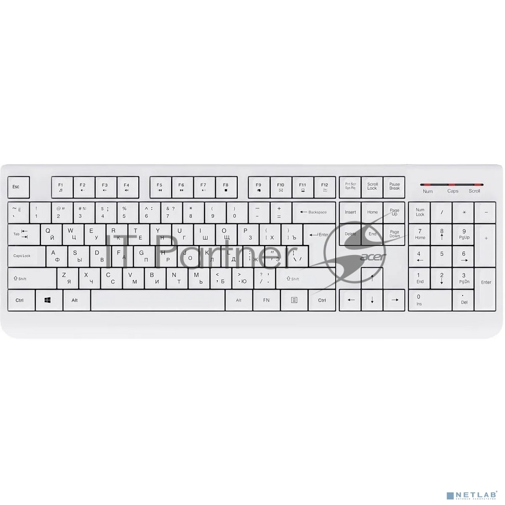 Комплект клавиатура+мышь Acer OCC401 беспроводной, USB, 1600 DPI, белый
