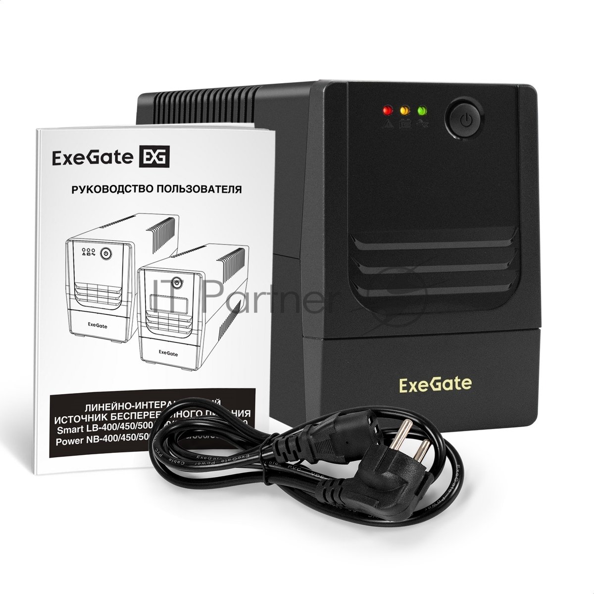 Источник бесперебойного питания ExeGate Power NB-1000.LED.AVR.4C13 (1000VA/650W, LED, AVR, 4*C13, батарея 12V 9Ah, черный)