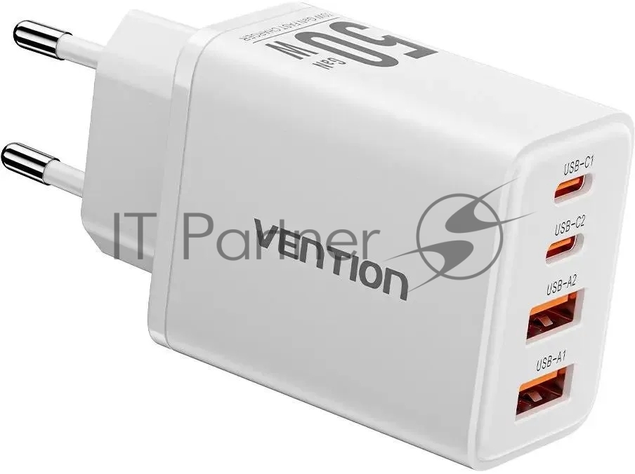 Vention FCHW0-EU Сетевое зарядное устройство Vention на 4 порта GaN 50W  USB (C+C+A+A) Белый