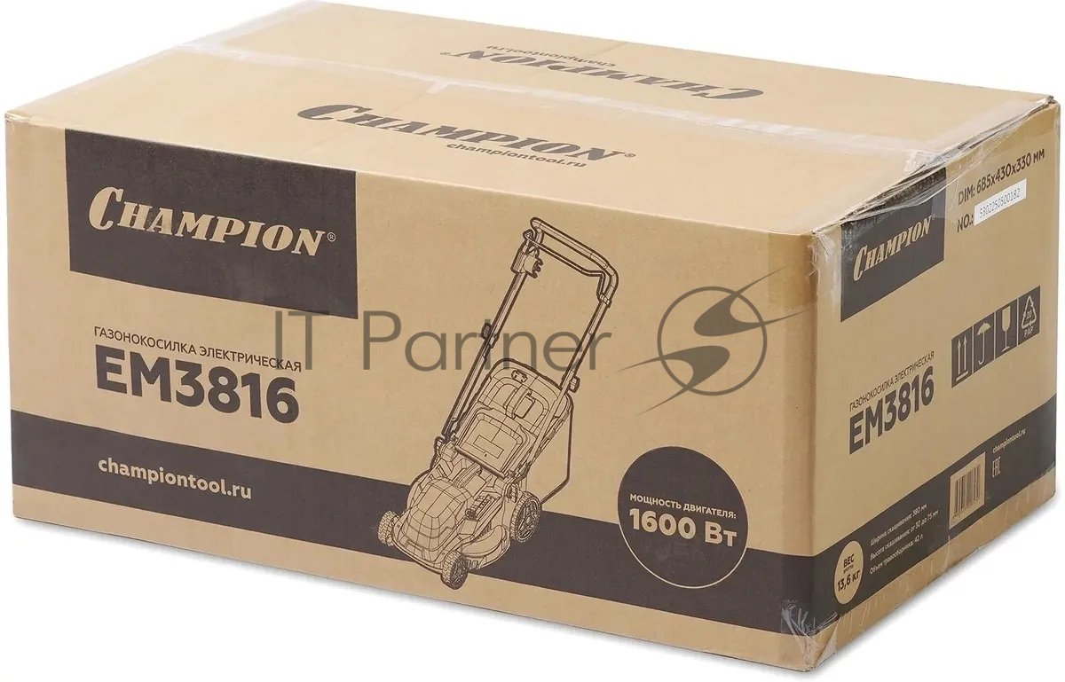 Газонокосилка электрическая Champion EM3816, от сети, 1600 Вт