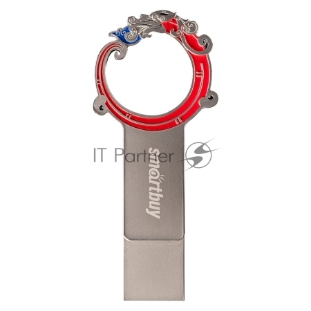 Флешка USB SmartBuy Metal Snake Dual (SB32GB3MSN), 32Gb, USB 3.0/3.1, R/W 75/30, серебристый/красный