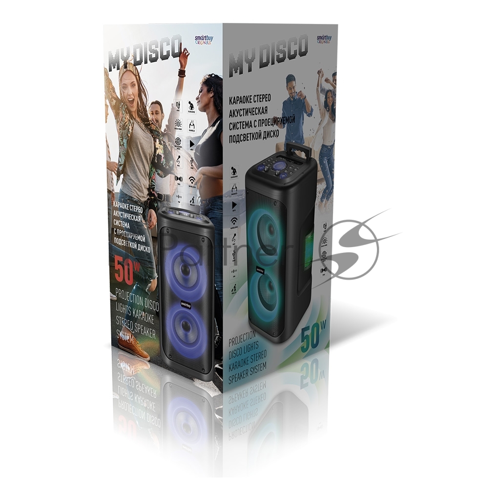 Акустическая система 2.1 Smartbuy MY DISCO, 50Вт, Bluetooth, MP3, FM, RGb подсветка Диско, микрофон