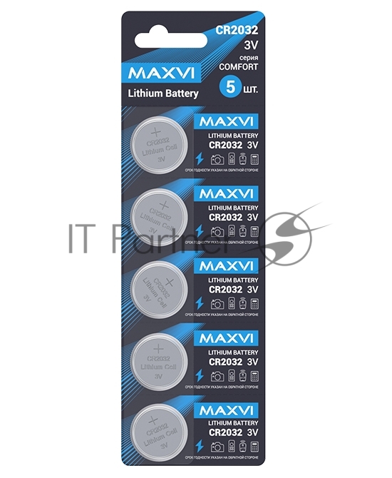 Литиевая батарейка Maxvi MB2032CF5, COMFORT, CR2032, 5 шт.