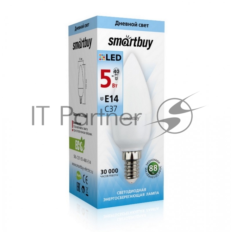 Светодиодная (LED) лампа Smartbuy-C37-05W/4000/E14 свеча на ветру матовая