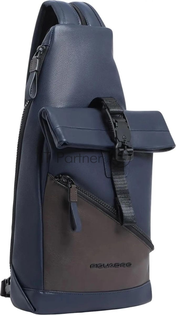 Рюкзак слинг Piquadro Harper CA6784AP/BLUTM синий/коричневый кожа
