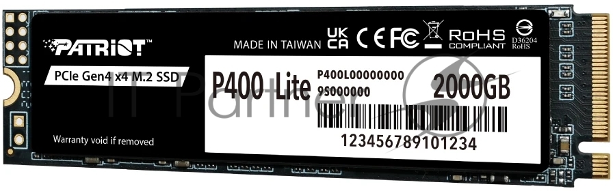 Накопитель SSD Patriot PCIe 4.0 x4 2Tb P400LP2KGM28H P400 Lite M.2 2280