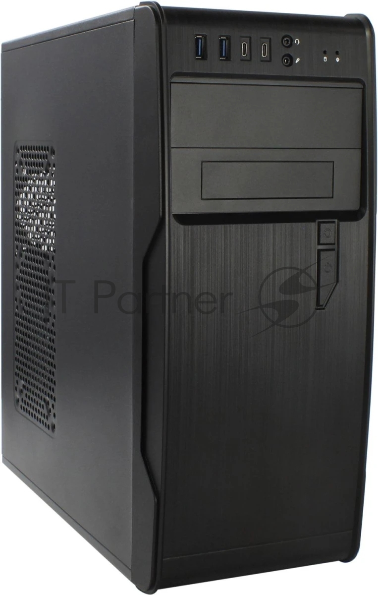 PowerCool Компьютерный корпус без ТМ, S1008BK-2U3C-NP NP (MidiTower, БЕЗ БП, Black, 2*USB3.0+2*USB Type-C +HD Audio) 