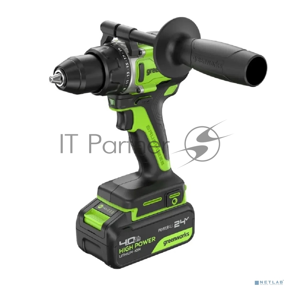 Дрель-шуруповерт GREENWORKS GD24DD90, 24 В, 0,9 Ач, 90 Нм, бесщеточный