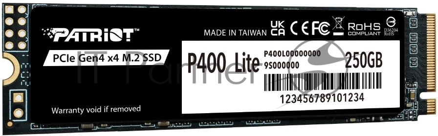 SSD Patriot Memory P400LP250GM28H, 250ГБ, PCIe, M.2 2280