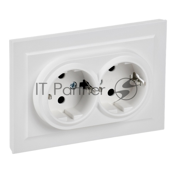 Розетка 2-м IEK BR-R24-16-K91-F СП BRITE РСш12-3-БрАБ 16А в сборе с заземл. защ. шторки арктич. бел.
