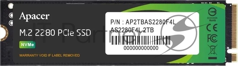 Твердотельный накопитель Apacer SSD AS2280F4L 2TB M.2 2280 PCIe Gen5x4, R10500/W8700 Mb/s, 3D NAND, MTBF 1.5M, NVMe, 1200TBW, Retail, 5 years (AP2TBAS2280F4L-1)