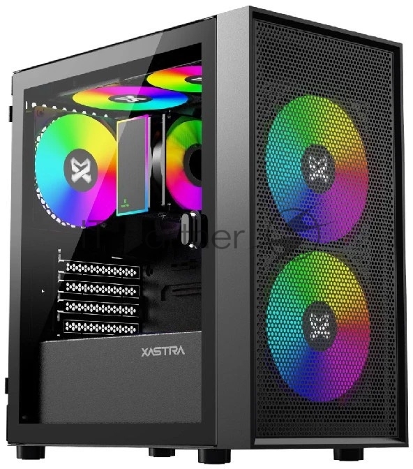 Компьютерный корпус XASTRA A305M 3ARGb Black mATX/Mesh/tempered glass/2x140мм + 1x120мм ARGb PWM fans/Door/ A305M-2FC14A-1FC12A-D