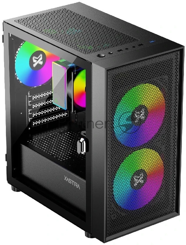 Компьютерный корпус XASTRA A305M 3ARGb Black mATX/Mesh/tempered glass/2x140мм + 1x120мм ARGb PWM fans/Door/ A305M-2FC14A-1FC12A-D