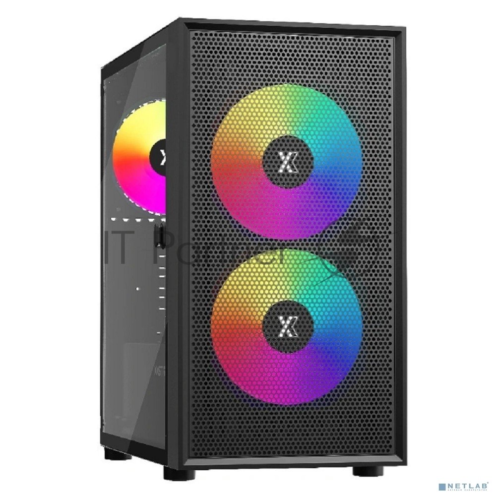 Компьютерный корпус XASTRA A305M 3ARGb Black mATX/Mesh/tempered glass/2x140мм + 1x120мм ARGb PWM fans/Door/ A305M-2FC14A-1FC12A-D