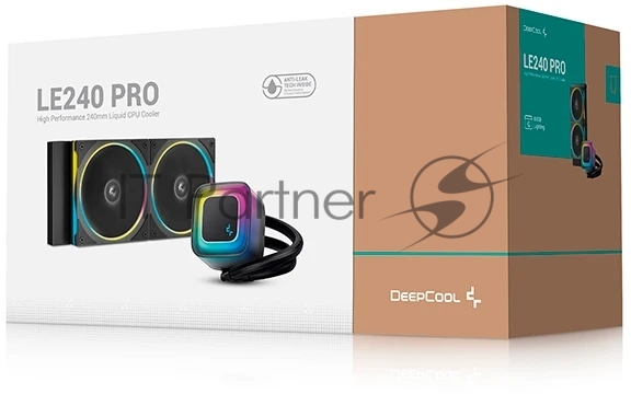 Система жидкостного охлаждения Deepcool LE240 PRO ARGb Soc-AM5/AM4/1200/1700/1851 черный 4-pin 28.2-33dB Al 280W 1347gr Ret (R-LE240PRO-BKAMMC-G-1)