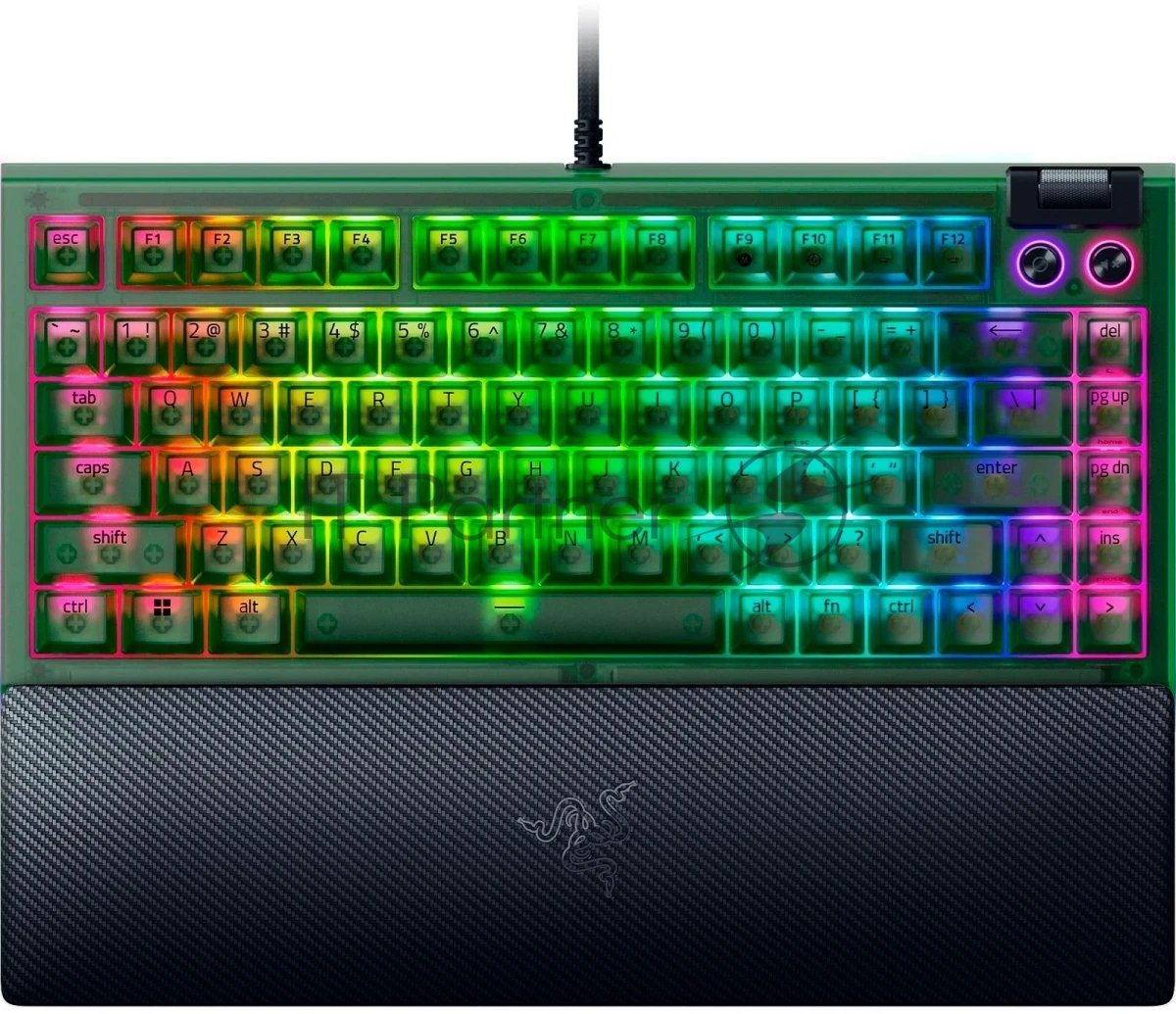 Клавиатура Razer BlackWidow V4 75% Orange Switch Phantom Green Edition проводная, USB Type-A, зелёный