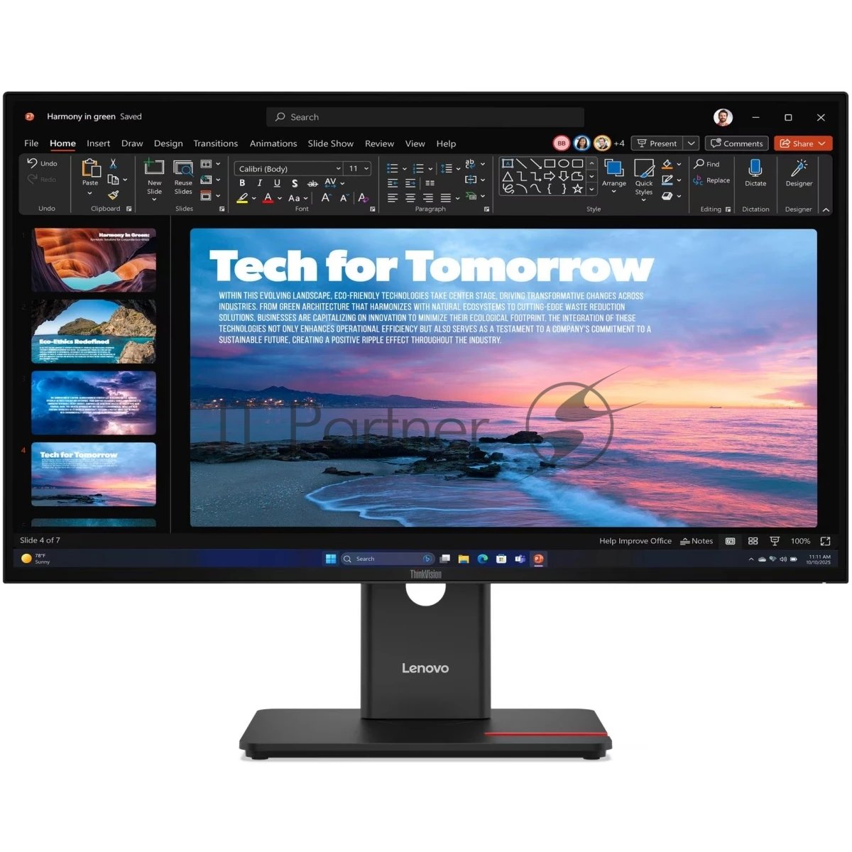 Монитор 27" Lenovo T27QD-40 IPS 2560x1440, 120 Гц, 4 мс, 16:9, 350 кд/м², HDMI, DP 1.4, DP Out, USB-C, USB Hub, HDR10, черный