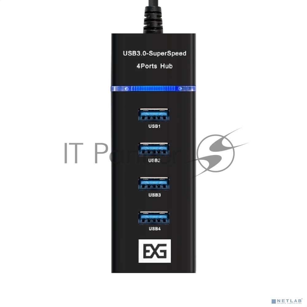 Exegate EX299788RUS USB-Хаб (концентратор) 4-в-1 ExeGate DUB-331T (кабель-адаптер USB3.0 --> 3xUSB2.0, 1xUSB3.0, Plug&Play, черный)
